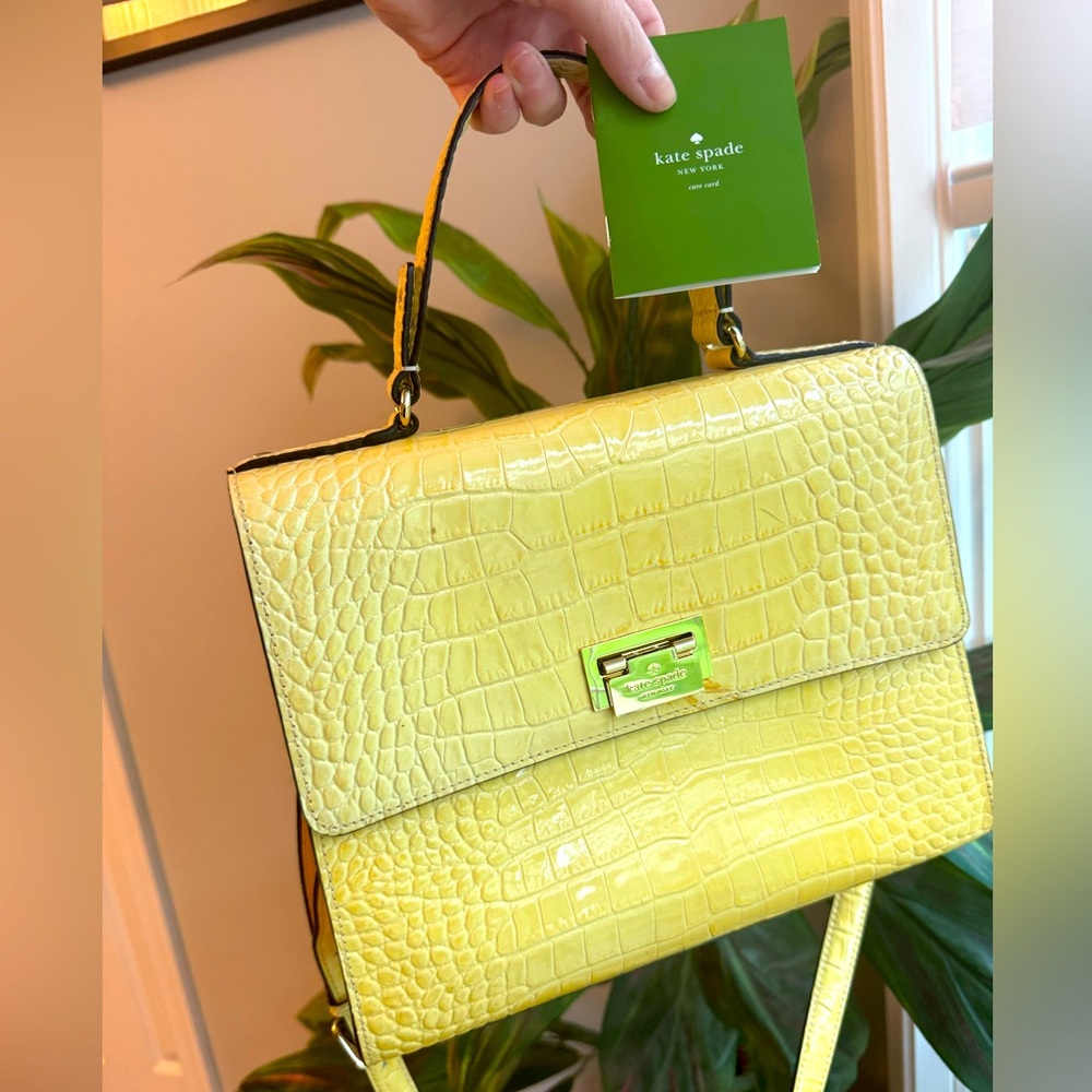Kate Spade Knightsbridge Doris Croc Embossed Satchel, light yellow